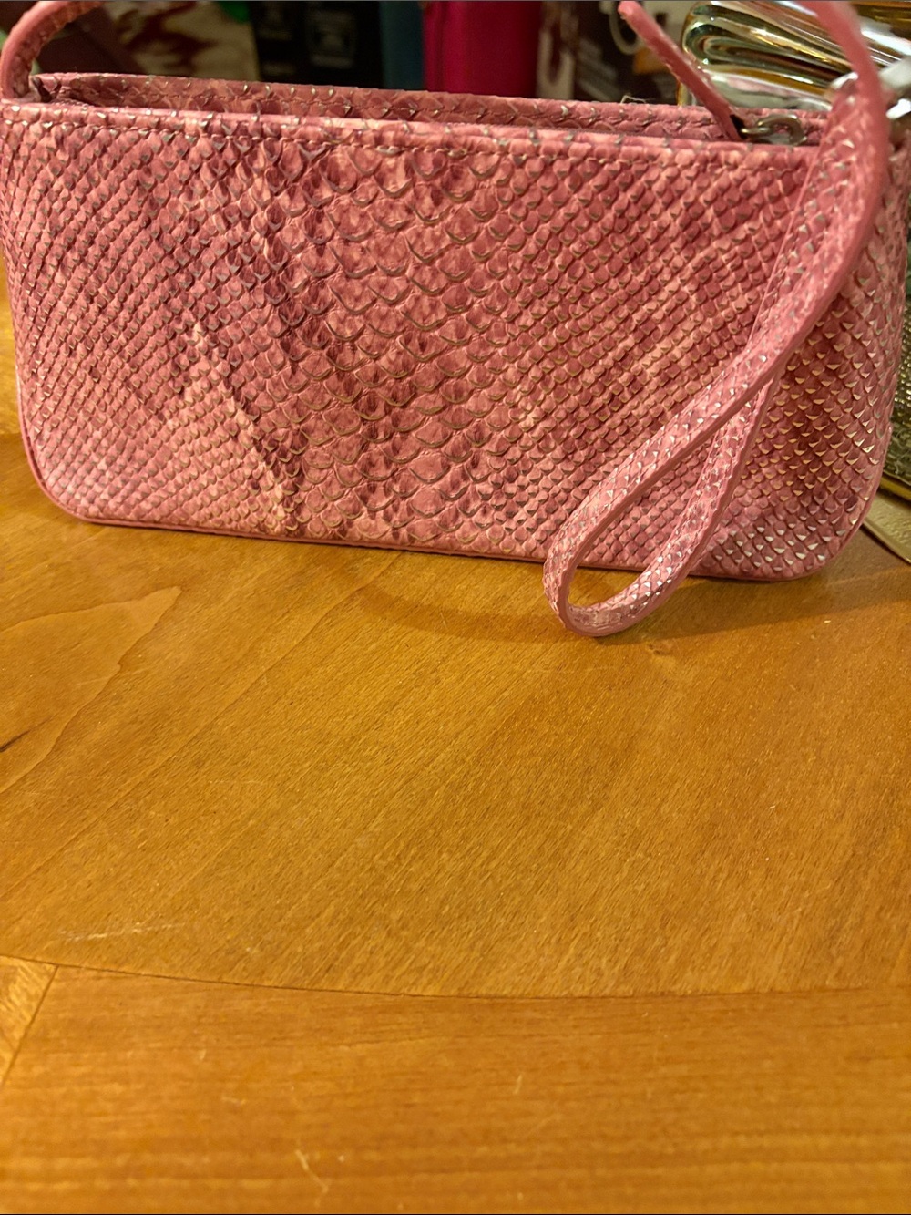 Kenneth Cole Reaction Pink Snake-Embossed Wristlet